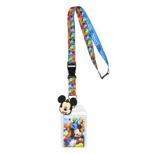 Disney Mickey y Amigos Lanyard Desmontable con Porta Tarjeta y Charm de 2" de Mickey