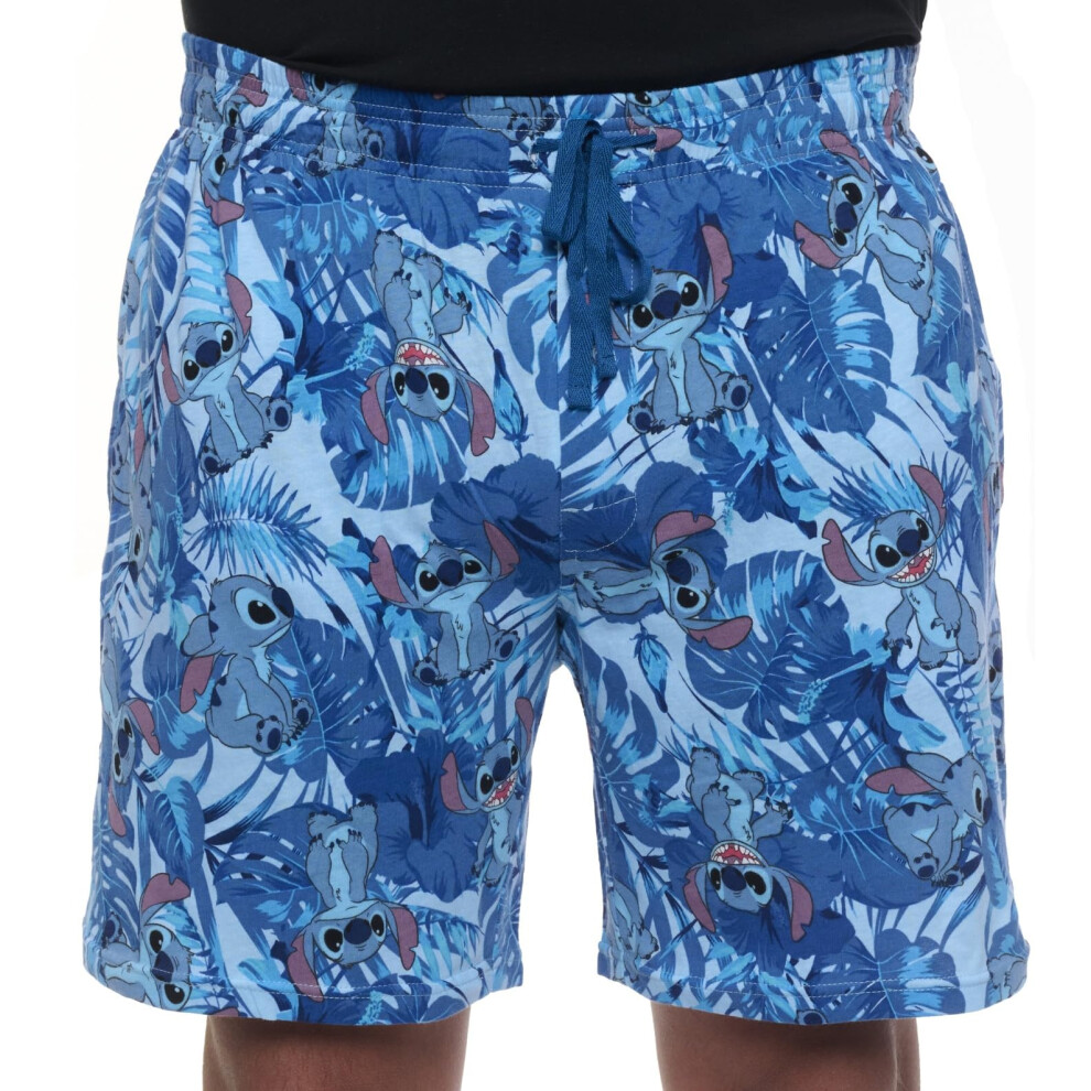 New Disney Women's Mens Stitch Lounge Pajama Shorts (Stitch 2XL) Blue Ms25jm87