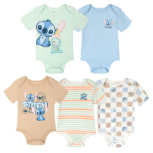 Disney Lilo & Stitch Conjunto de 5 Body para Bebés Niños 3-6 Meses Beige/Verde/Azul