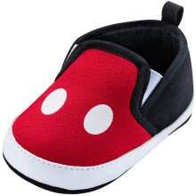 Disney Mickey Mouse Babyschuhe, Rot und Schwarz, Punktmuster - Größe 3-6 Monate
