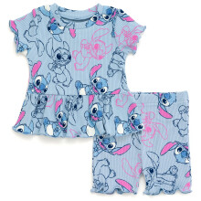 Conjunto de Camiseta Peplum y Pantalones Cortos de Disney Lilo & Stitch Niña 10-12 Azul