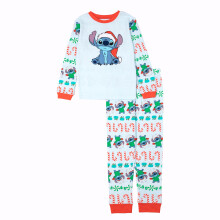 Conjunto de pijama navideño de algodón ajustado de Disney para niños, suave y lindo, STITCH, 2T