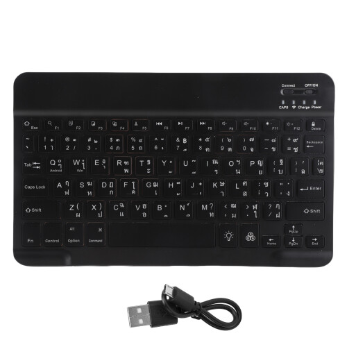 Wireless 10in RGB Backlit Bluetooth Keyboard for Phone & Tablet Black 1