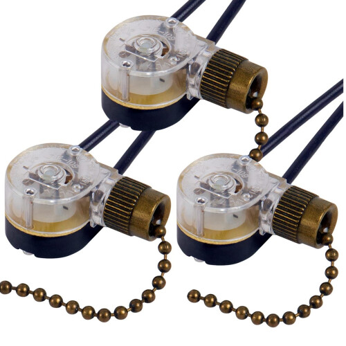 3Pack Ceiling Fan Light  ZE-109 Fan  Ceiling Pull Chain  Replacement (Bronze)