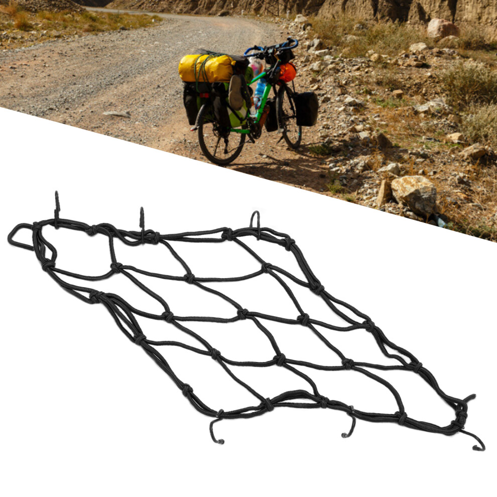 Nylon Cargo Net With Hooks 30X30cm For Bikes & Motorcycles Black 4641391440677