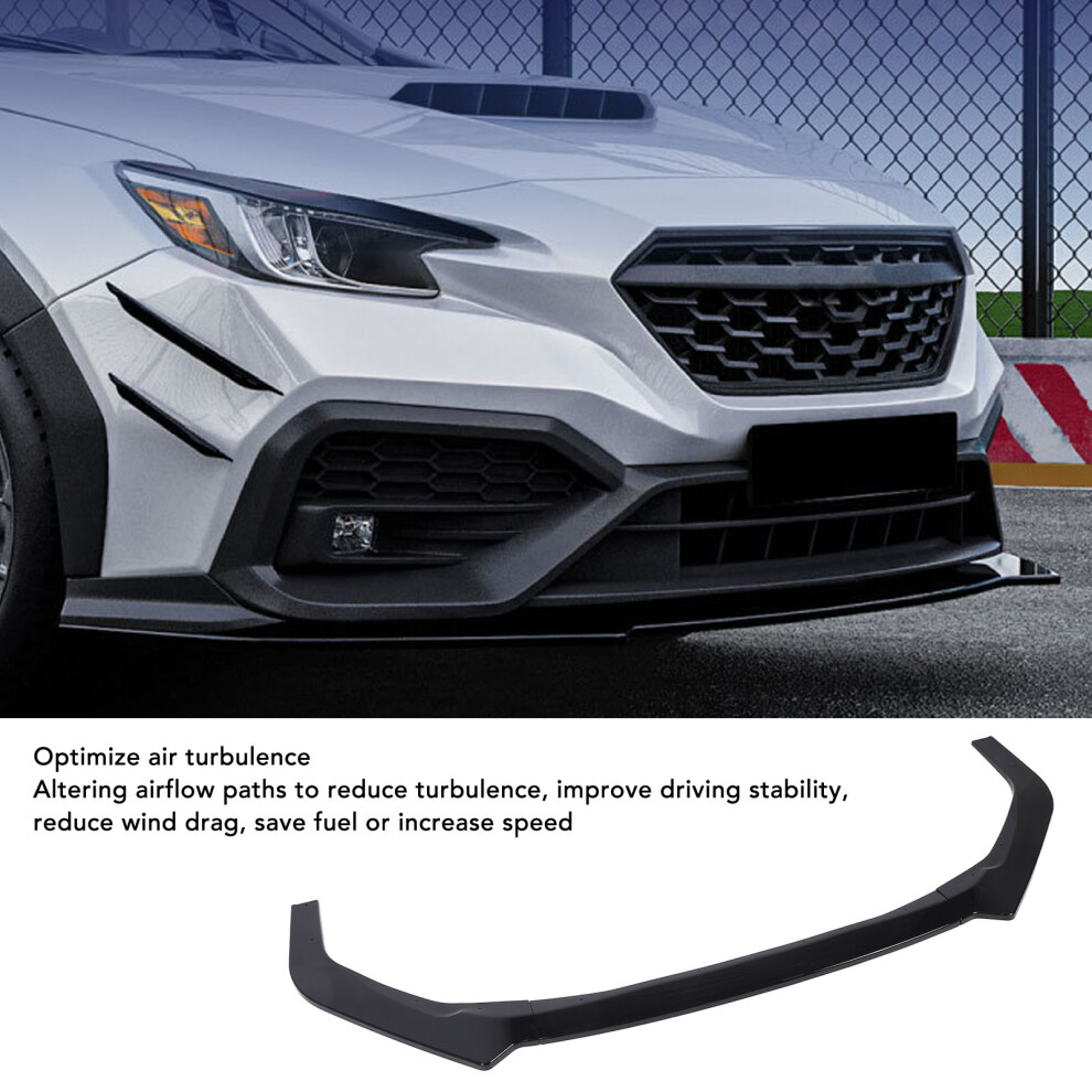 Sporty 3 Piece Front Bumper Lip Glossy Black 7055741616662