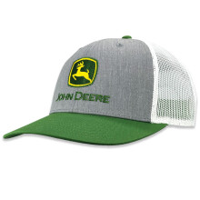 Gorra de béisbol John Deere estilo Trucker, gris y verde, logo bordado