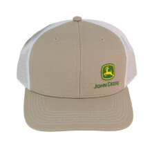 Gorra John Deere Moline 112 Fit Color Caqui Tan con Malla Blanca y Logo Bordado