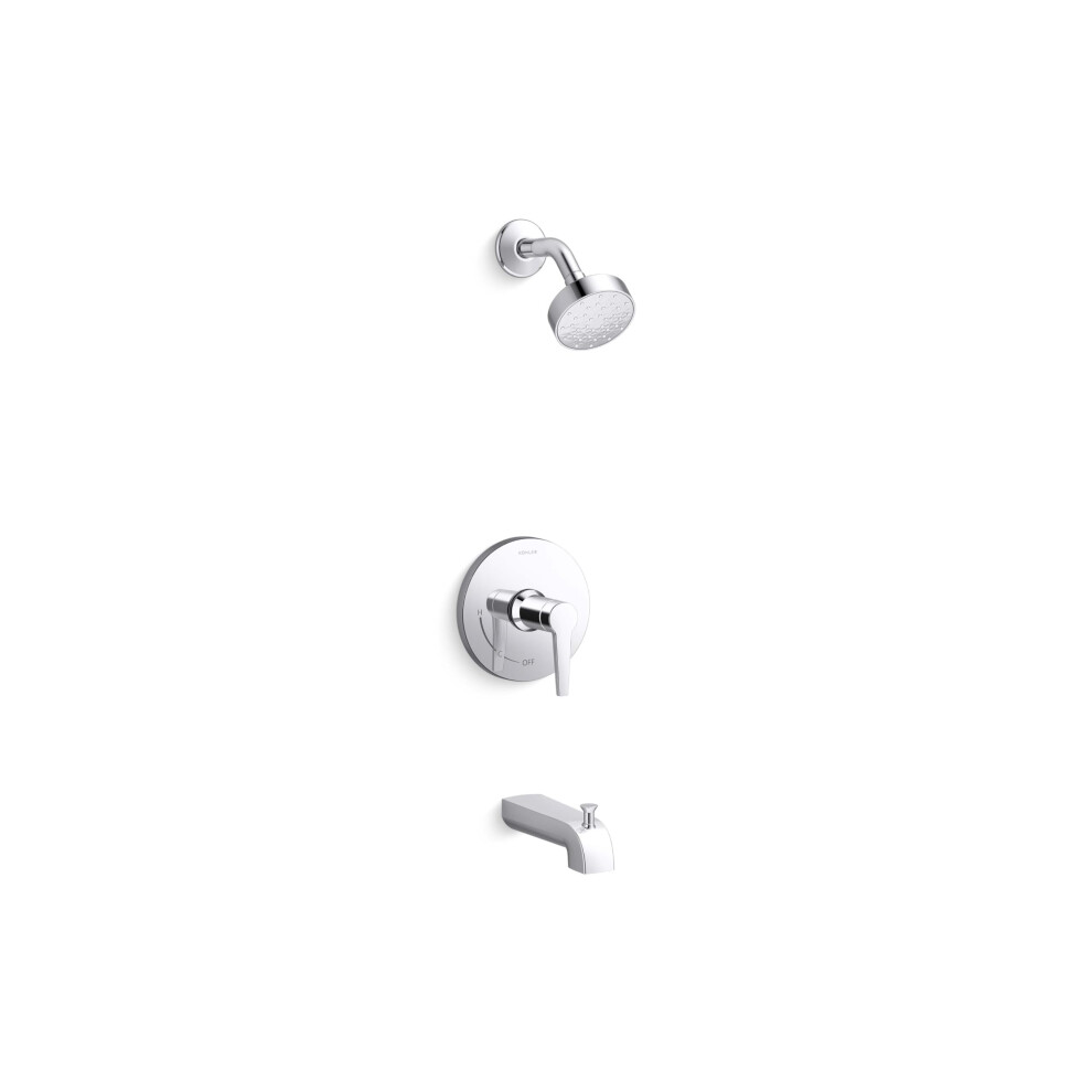 Photos - Bathtub Kohler K-TS97074-4Y-CP Pitch Rite-Temp Bath and Shower Trim Kit, 2.5 GPM, Polished Chrome TS97074-4Y-CP