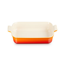 LE CREUSET Rectangular Platter, 12.6 in, Heritage, Orange, Ceramic