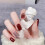 (Jelly Glue Model) 24pcs Wine Red False Nails, Medium Square 2