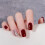 (Jelly Glue Model) 24pcs Wine Red False Nails, Medium Square 4