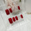 (Jelly Glue Model) 24pcs Wine Red False Nails, Medium Square 5