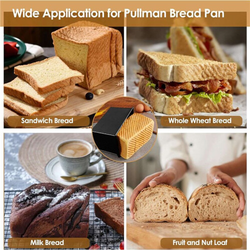 2X Bread Pans with Dough Scraper Cutter-Pullman Loaf Pan with Lid,Covered Bread Pan 1