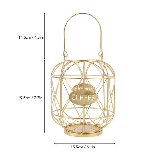 Kaffeekapsel-Organizer, 375g Eisenkorb, Gold Finish 1