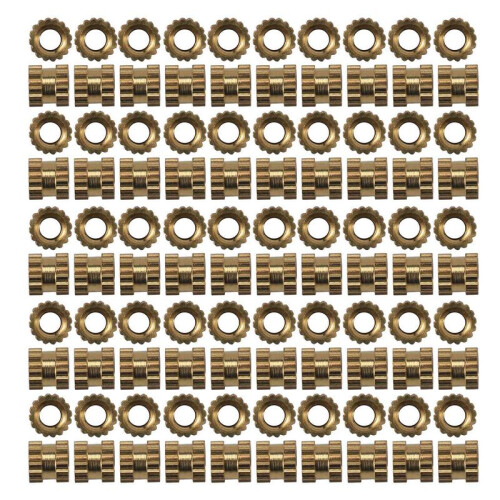 M2 X 3mm Brass Cylinder Knurled Threaded Round Insert Embedded Nuts 300pcs 1
