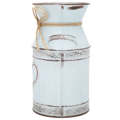 Vintage Heart Shaped Galvanised Vase