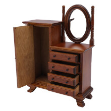 1:12 Scale Wooden Dollhouse Vanity with Mirror & 4 Drawers