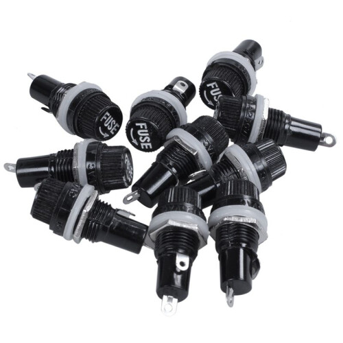 40Pcs 10A AC 250V 5mm X 20mm Panel Mounted Plastic Fuse Holder Socket 1