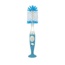 Nuby Easy Clean Dispensing Blød Flaske Rengøringsbørste med Tekstureret Håndtag, 2-i-1 System, Blå