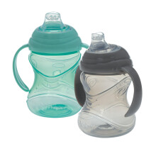 Nuby Clik-It No-Spill Soft Spout Training Sippy Cup with Handles - (2-Pack) 10 Oz - 4+ Months - Neutral