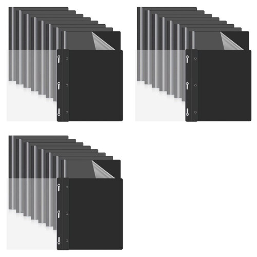30Pack Report Covers with 3 Prongs Fasteners,Presentation Folders, Plastic Report Folder with Black Back Covers
