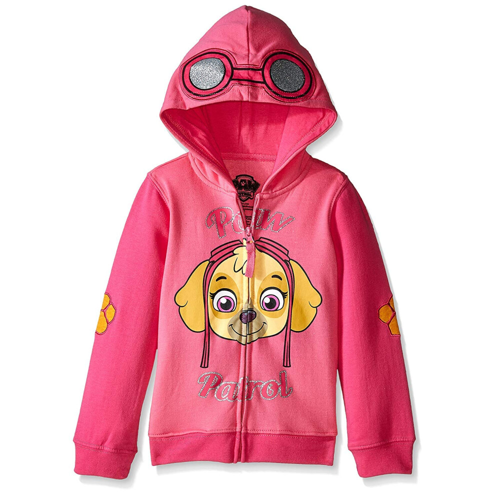 Paw Patrol Little Girls' Skye Toddler Hoodie, Hot Pink/Heather Pink, 3T