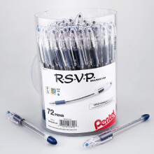 Pentel RSVP Balpen, (0.7mm) Fijn, Blauw Inkt, 72pk Canister (BK90PC72C)