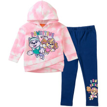 Paw Patrol Everest Skye Mädchenpullover Crossover Fleece Hoodie und Leggings Set Batik Pink/Blau 3T