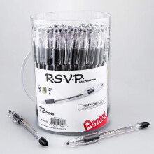 Pentel RSVP Balpen, (1.0mm) Medium, Zwarte Inkt, 72pk Canister (BK91PC72A)