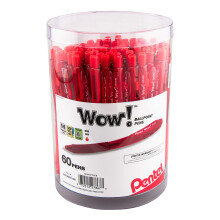 Pentel WOW! Balpen, (1.0mm) Medium Lijn, Rode Inkt, Verpakking van 60, Canister (BK440PC60B)