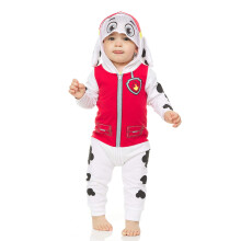 Paw Patrol Baby Boys Marshall Costume - Marshall Cosplay - Hooded Zip-Up Jumpsuit with Mesh Visor - Puppy Costume (Red/White/Black, 3-6M)