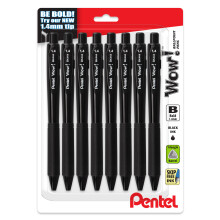 Pentel Wow! Vulpen met terugtrekmechanisme, (1.4mm), Dikke lijn, Zwarte inkt, Verpakking van 8 (BK440BP8A)
