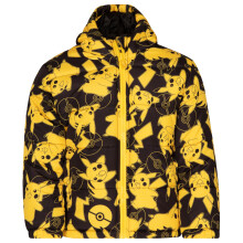 Giacca Puffer Invernale Zip Up Pokemon Pikachu Giallo/Nero 10-12