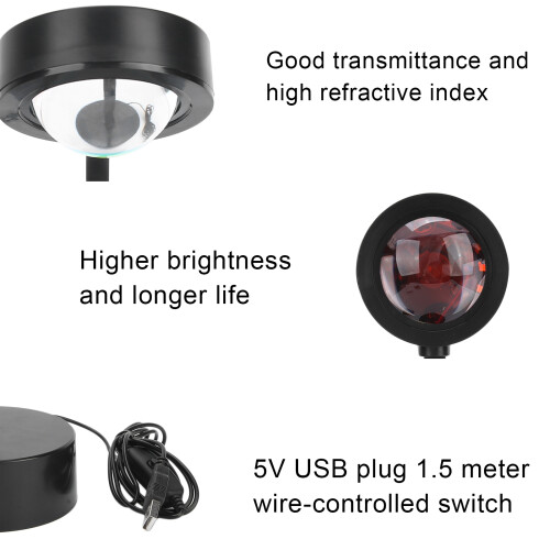 Projection Lamp 180 Rotation LED Light, ABS, 26.5cm, USB 2