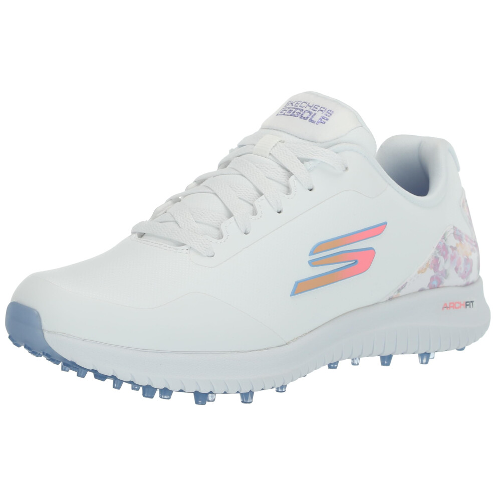 Skechers Women's Go Max Arch Fit Spikeless Golf Shoe Sneaker, White Floral Waterproof, 10