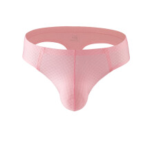 Men's Low Waist Briefs Breathable Mesh G-String Pink 3XL