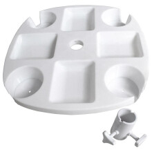 Outdoor Beach Umbrella Table with 4 Cup Holders & Snack Compartments, White, PP, 38mm