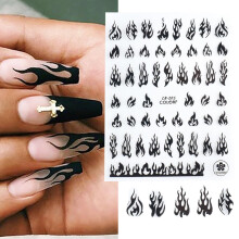 Flame Nail Art Decals, Self-Adhesive Nail Stickers, 10.58cm
