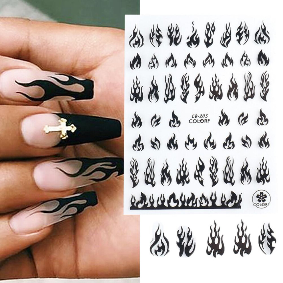 Flame Nail Art Decals, Self-Adhesive Nail Stickers, 10.58cm