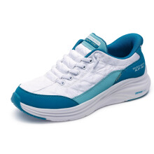 Skechers Zapatillas Slip-On para Mujer Contour Foam, Blanco/Turquesa, 5