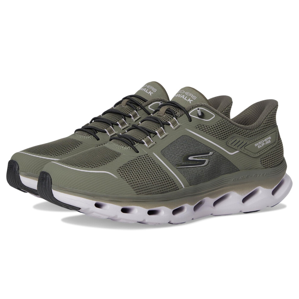 Skechers Women's Go Walk Glide Step 2.0 Elektra Hands Free Slip-Ins Sneaker, Olive, 5 Green