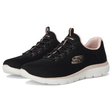 Skechers, Mujeres, Summits, Negro Rosa Oro, 9.5, Medio