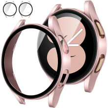 Zestaw 2 etui z zabezpieczeniem ekranu do zegarka Samsung Galaxy Watch 5/4 (44 mm), różowe złoto, kompatybilne z modelami Galaxy Watch 5 2022 i