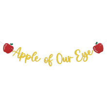 Compatible with Apple Baby Shower & 1st Birthday Banner – Fruit Theme, Gold Glitter Party Decor