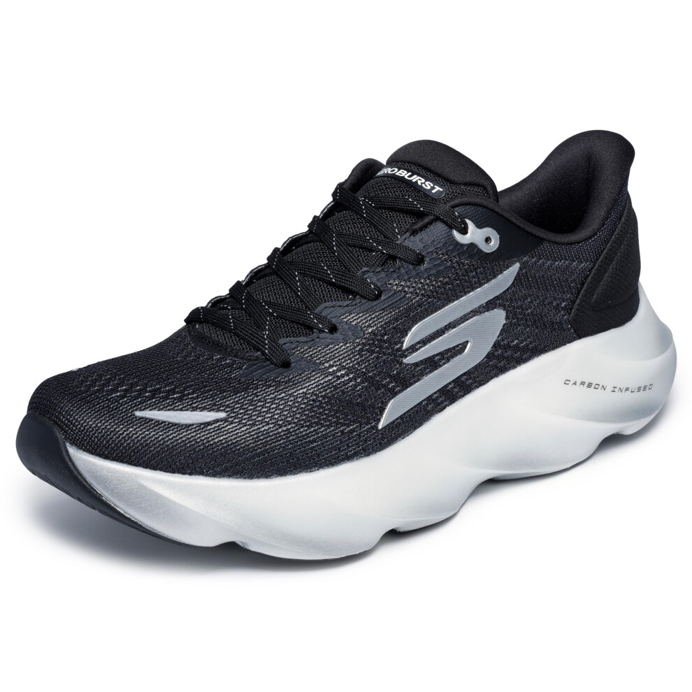 Skechers Scarpe Running Aero Burst Uomo, Nero/Bianco, 9