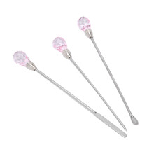 Nail Art DIY Tools 3 Pack Stainless Steel Stirring & Spatulas Pink Finish
