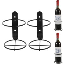2Pcs Black Wall Mounted Wine Holder Single Bottle Rack for Home Bar and Restaurant Decoration