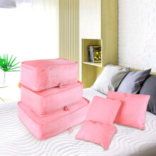 9Pcs Travel Luggage Storage Bags Foldable Suitcase Organizer Travel Cubes Set for for Travel Accessories Pink