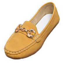 Gelbe Damen-Slipper, flach, lässig, runde Zehenpartie, französischer Stil, weiche Sohle, bequem, für drinnen und draußen, 1 Paar, ohne